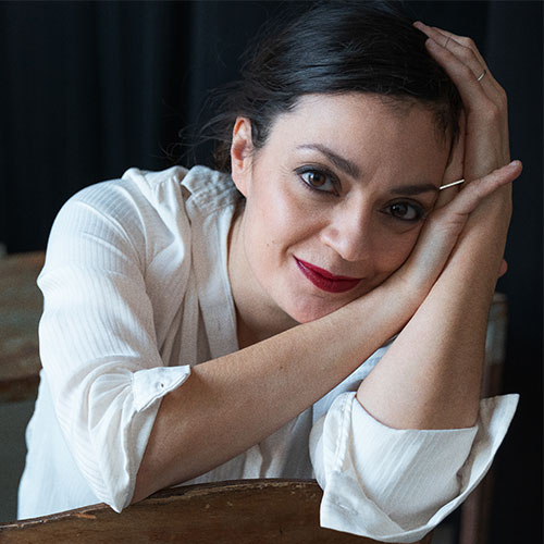 Ritratto di Gioia Salvatori, attrice, autrice e drammaturga, co-conduttrice di "Riflessi" al Museo del Corso